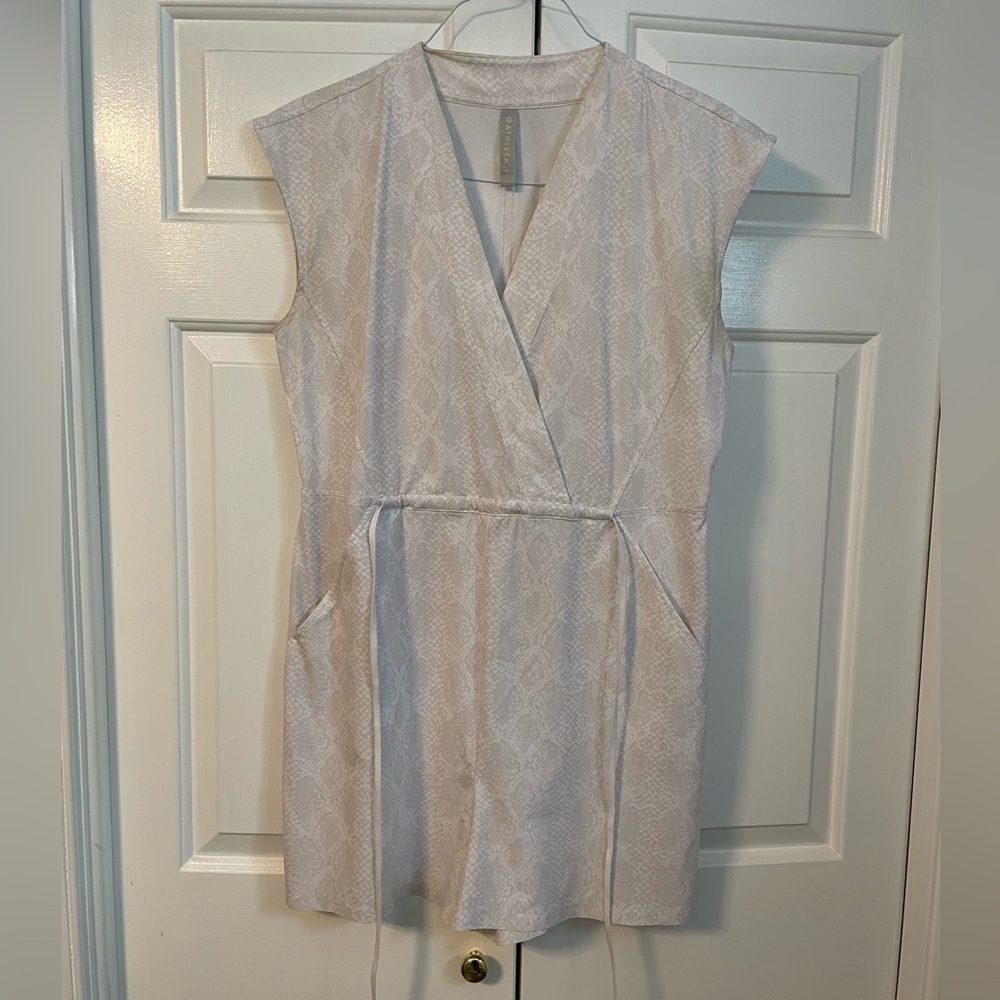 Athleta romper. Leopard print. White and tan. Size Small